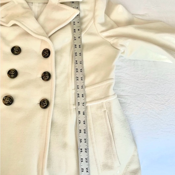 NWT Women's St. John’s Bay Wool Cream Double-Breasted Coat Peacoat +Garment Bag - Picture 5 of 10